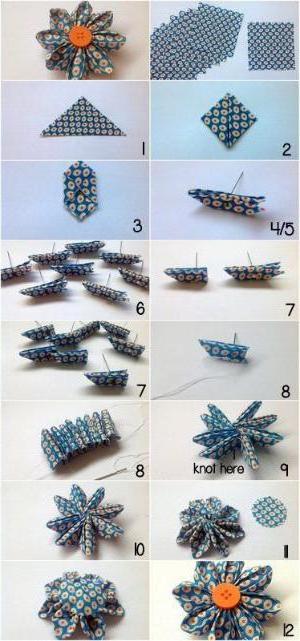 Japanese handicraft technique - kanzash. Chamomiles made of satin ribbons