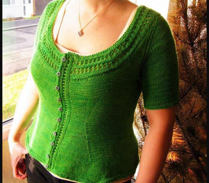variants of cardigans with knitting needles