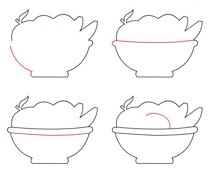 how to draw a fruit basket