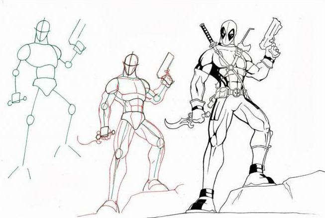 How to draw Deadpool: the stages of creating an image