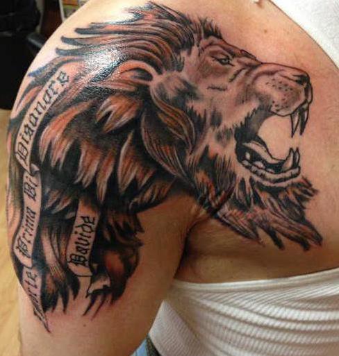 Tattoo on the shoulder. Lion to fill - and symbolic, and beautiful