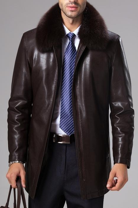 leather coat with fur male