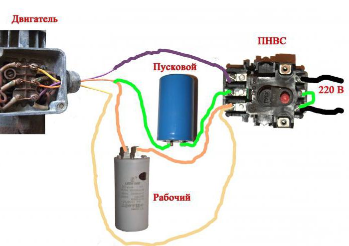 Connection of the 380V motor to the 220V network by means of capacitors and frequency converters